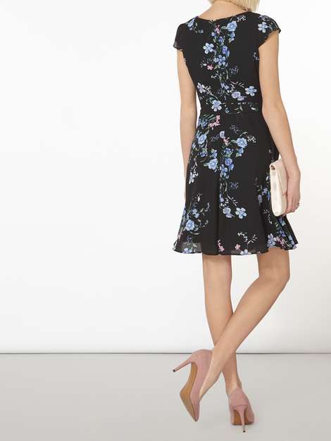 **Billie And Blossom Black Bluebell Fit and Flare Dress